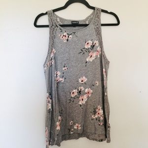 TORRID | Floral Tank Top w/ Lace Trim Detail